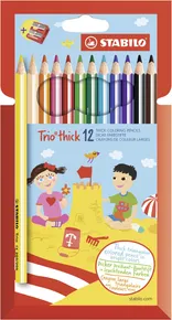 Pastelky trojhranné STABILO Trio silná - 12 ks sada s strúhadlom